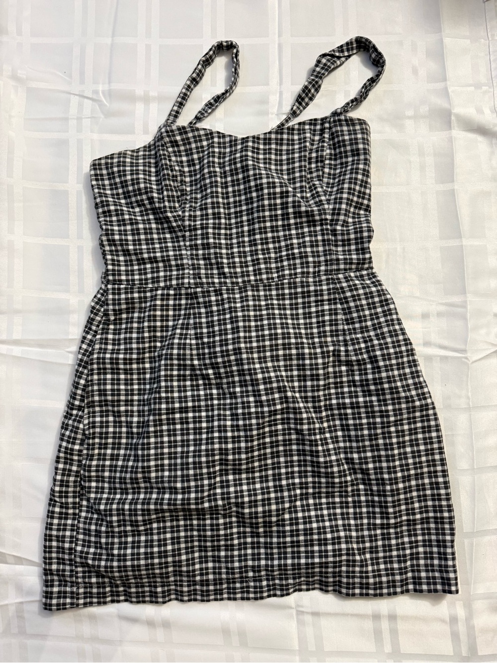 Abercrombie and Fitch Black and White Plaid Sundress with Spaghetti Straps